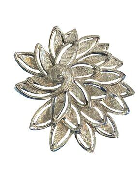 Vintage Silver Tone ART Brooch Arthur Pepper Layered Swirl Textured Estate 2"